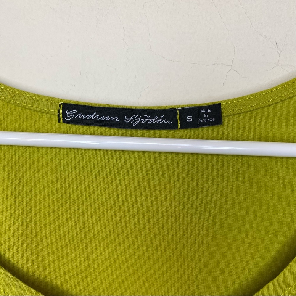 GUDRUN SJODEN Sleeveless Button Front Cotton Mini Dress Lime Green Sz Small - Picture 3 of 10